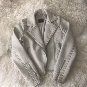White Faux Leather Moto Jacket